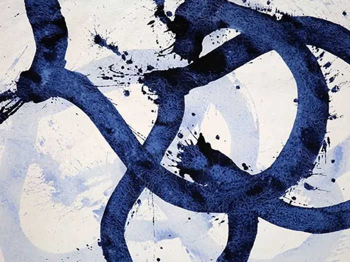 Gestural abstract work on paper by Marc Katano.